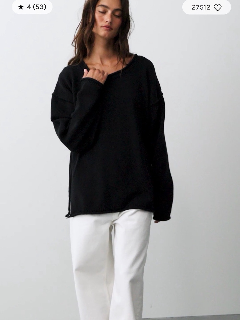 We the free Black u- Neck Oversized Women’s Sweater color black size M